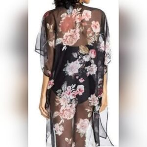 Cyn & Luca Floral Sheer Kimono Cover Up Robe- Size Med